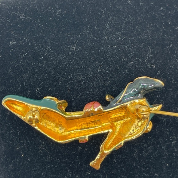 Kenneth Jay Lane KJL Vintage Green Peach Calla Lilly High Heel Pin Brooch - Picture 9 of 10